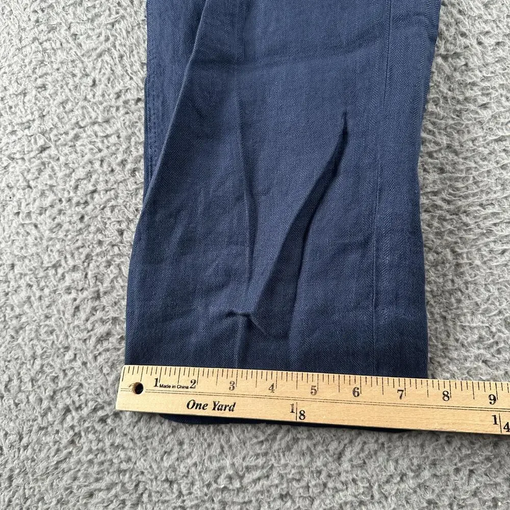 Billy Reid Linen Dress Pants Mens 31 Blue Pleated Straight Leg Lightweight